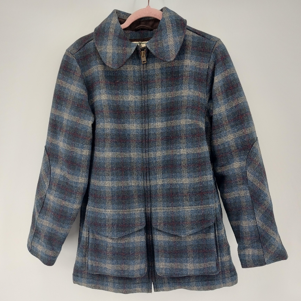 L.L. Bean Plaid Wool Thinsulate Coat Blue Size Small